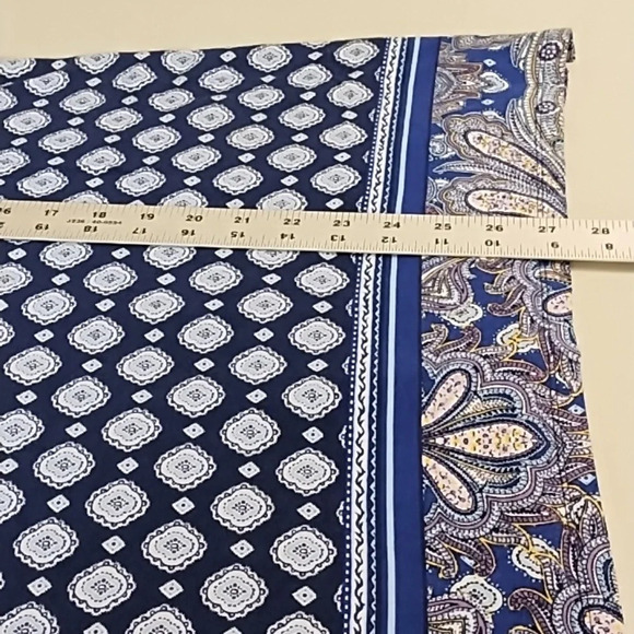 CHICO'S TUNIC, LAGENLOOK, BOHO, PRINT WITH BORDER, 3/4 BELL SLEEVE, V-NECK, - Picture 8 of 9